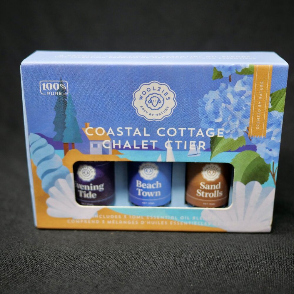 NEW Woolzies COASTAL COTTAGE Beach 100% Pure Essential Oil Blends 3 Pack 10ml